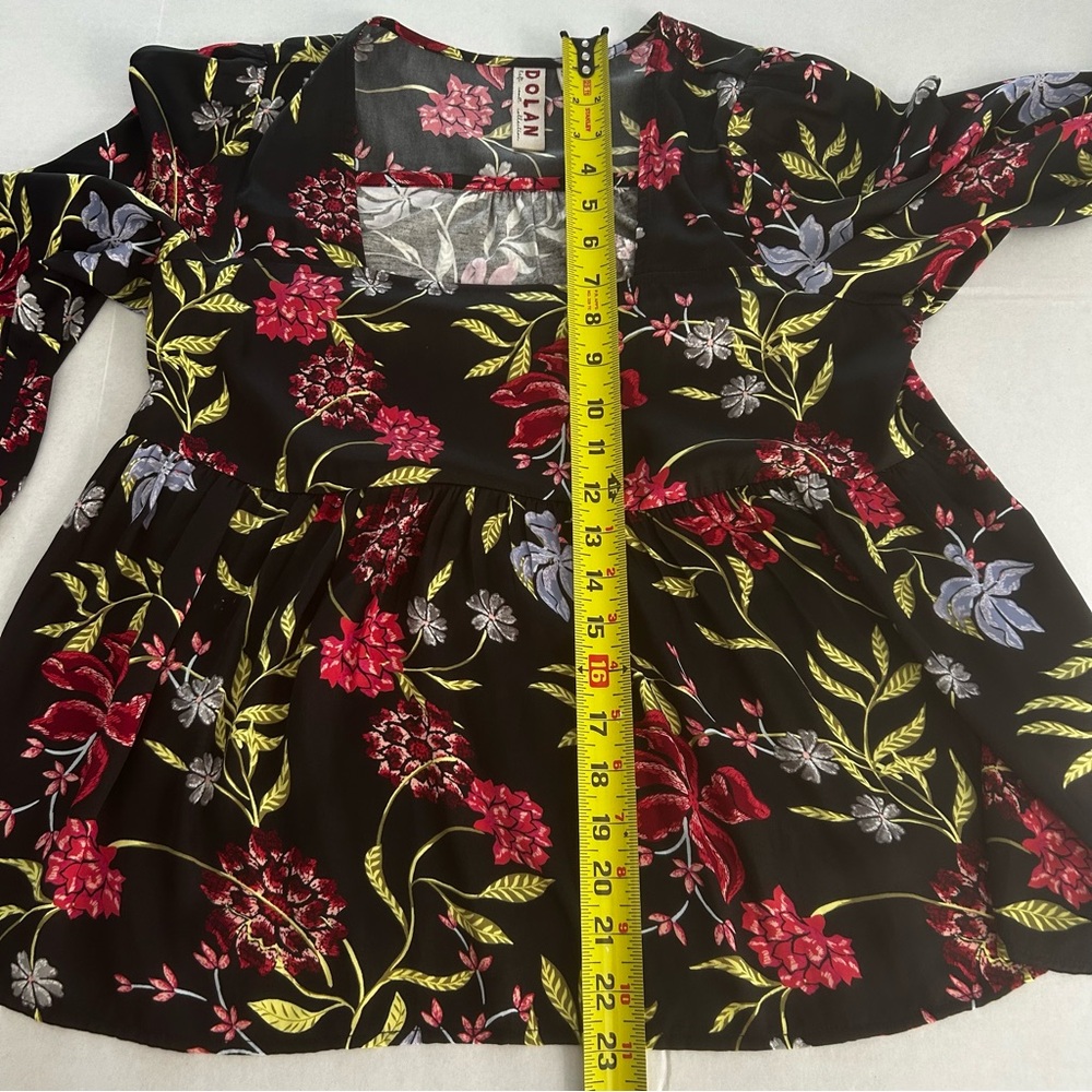 Left Coast Dolan babydoll top Black Floral Square neck womens Size Small boho - Picture 8 of 16